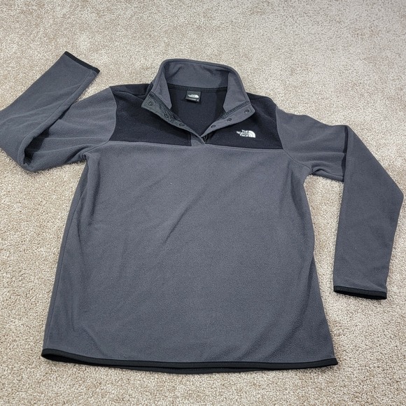 The North Face Tops - The North Face Women's Fleece Pullover Snap Neck Gray Black Size Medium